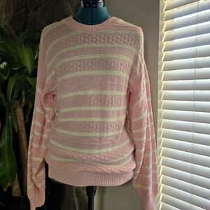 Vintage 90s City Street Twee Striped 100% Cotton Sweater
